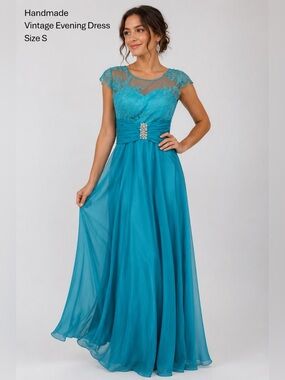 Handmade vintage lace whimsigoth romantic gown fashion style evening dress/S